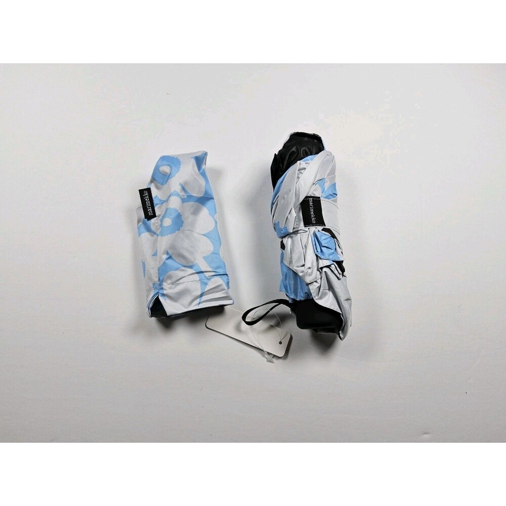 Marimekko Umbrella Mini Manual Unikko Folding Black Floral Umbrella - Picture 3 of 4